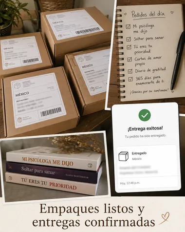 Mensaje de WhatsApp de Empaques y entregas mostrando su libro recibido